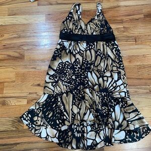 NEW Oleg Cassini Black and Cream Floral Midi Dress